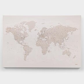 Weltkarte für Reiseerinnerungen und - planungen, Leinwand, handgefertigt