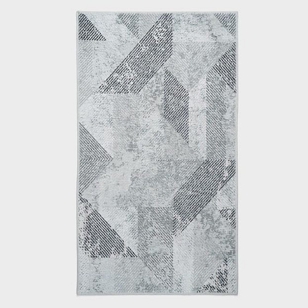 Vintage-Teppich geometrisch, grau, 85 x 150 cm